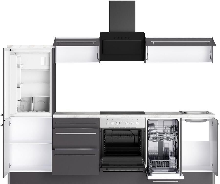 Kochstation Keuken KS-Bern2 Breedte 270 cm optioneel met E-apparaten aan de zijkant omkeerbaar