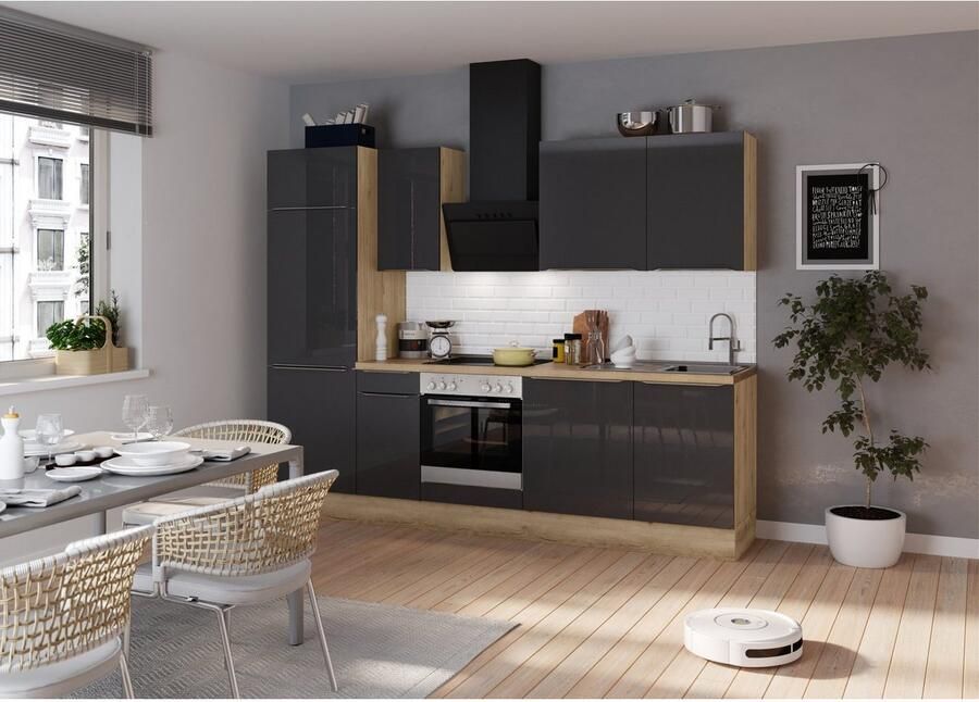 Kochstation Keukenblok KS-Aken Breedte 270 cm optioneel met elektrische apparaten met werkblad 38 mm dik - Foto 3