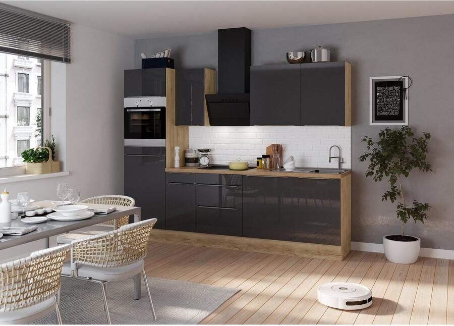 Kochstation Keukenblok KS-Aken Breedte 270 cm optioneel met elektrische apparaten met werkblad 38 mm dik - Foto 3