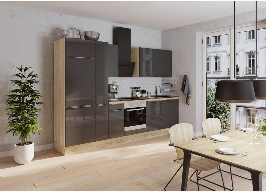 Kochstation Keukenblok KS-Aken Breedte 300 cm optioneel met elektrische apparaten met werkblad 38 mm dik - Foto 3