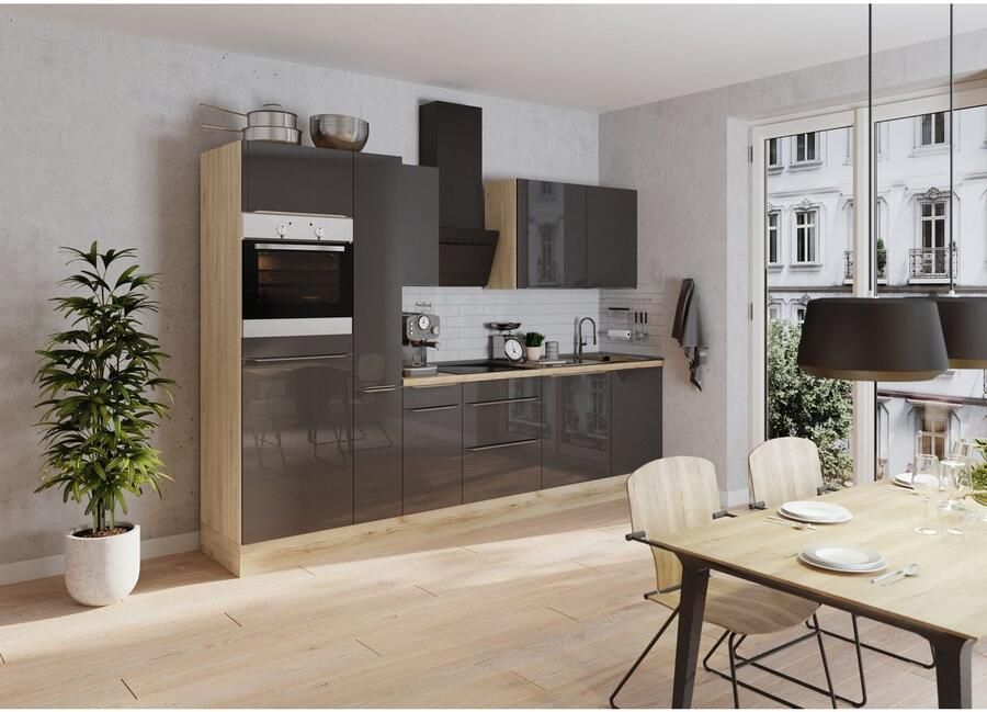 Kochstation Keukenblok KS-Aken Breedte 300 cm optioneel met elektrische apparaten met werkblad 38 mm dik - Foto 3