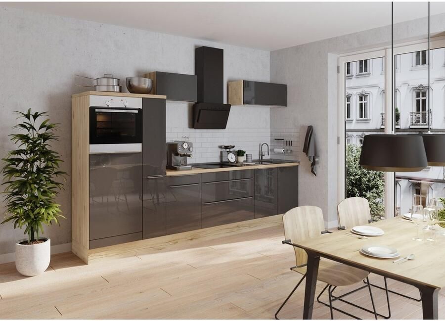 Kochstation Keukenblok KS-Aken Breedte 330 cm optioneel met elektrische apparaten met werkblad 38 mm dik - Foto 3