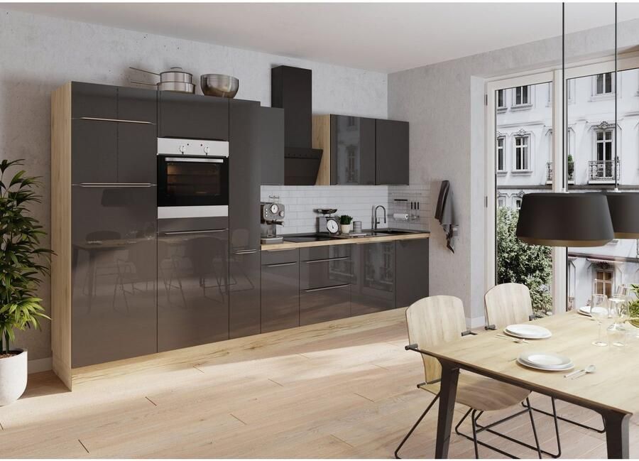 Kochstation Keukenblok KS-Aken Breedte 360 cm optioneel met elektrische apparaten met werkblad 38 mm dik - Foto 3