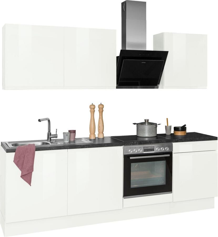 Kochstation Keukenblok KS-Avio 38 mm dikke werkblad en hoogglans fronten breedte 240 cm