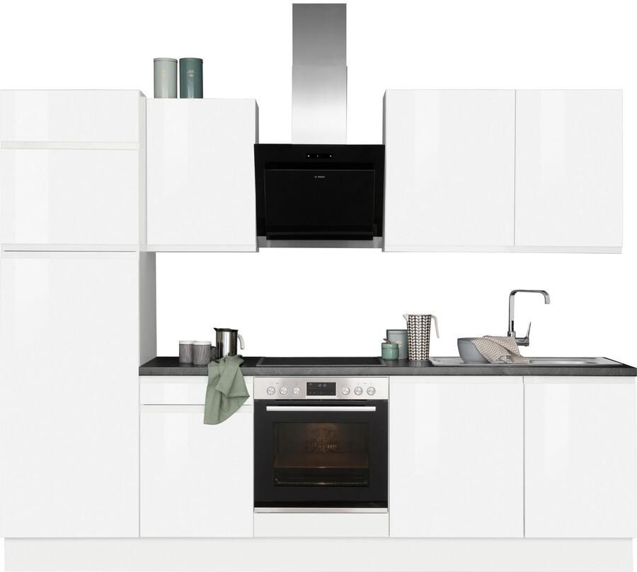 Kochstation Keukenblok KS-Avio 38 mm dikke werkblad en hoogglans fronten breedte 280 cm