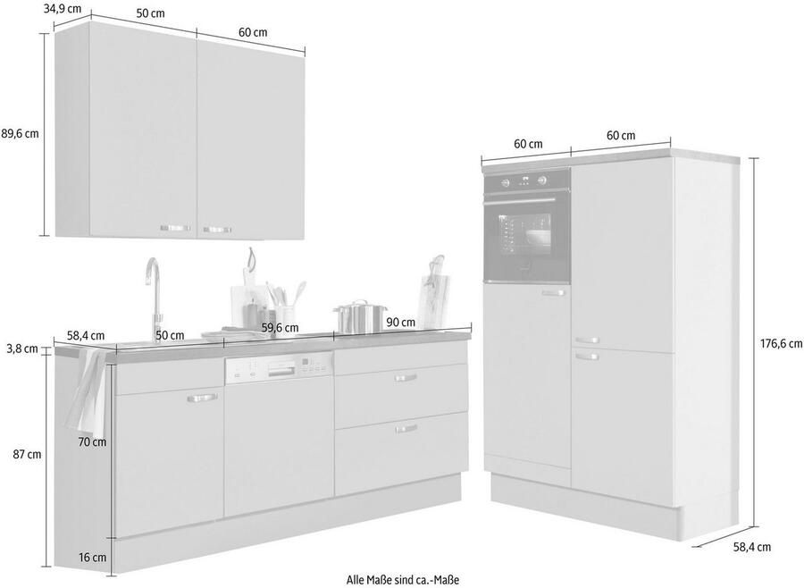 Kochstation Keukenblok KS-Cara met volledige uittrekbaarheid en soft-close functie breedte 320 cm