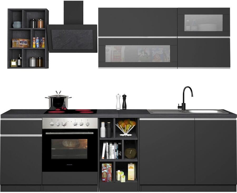 Kochstation Keukenblok KS-Sole Breedte 256 cm hangrek afdruiprek zonder elektrische apparaten - Foto 5