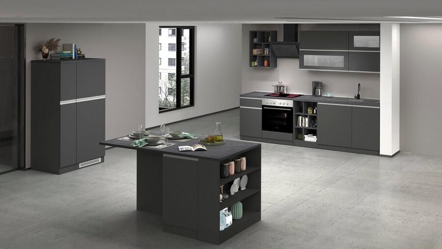 Kochstation Keukenblok KS-Sole Breedte 256 cm hangrek afdruiprek zonder elektrische apparaten - Foto 12