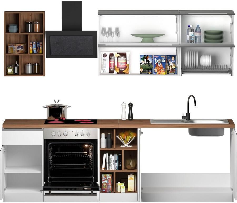 Kochstation Keukenblok KS-Sole Breedte 256 cm hangrek afdruiprek zonder elektrische apparaten - Foto 3