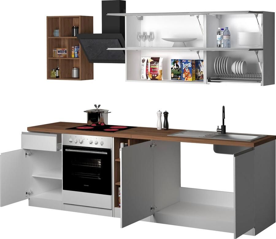 Kochstation Keukenblok KS-Sole Breedte 256 cm hangrek afdruiprek zonder elektrische apparaten - Foto 2