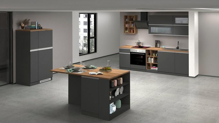 Kochstation Keukenblok KS-Sole Breedte 256 cm hangrek afdruiprek zonder elektrische apparaten - Foto 10