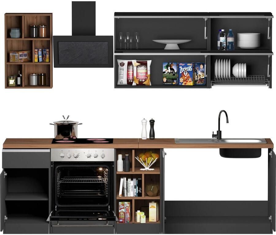 Kochstation Keukenblok KS-Sole Breedte 256 cm hangrek afdruiprek zonder elektrische apparaten - Foto 3