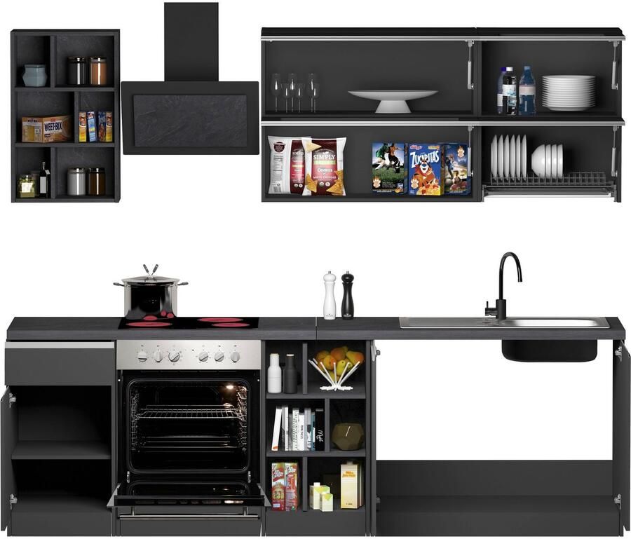 Kochstation Keukenblok KS-Sole Breedte 256 cm hangrek afdruiprek zonder elektrische apparaten - Foto 3