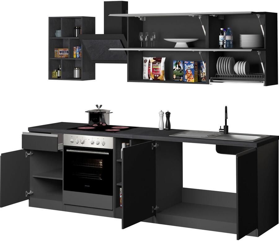 Kochstation Keukenblok KS-Sole Breedte 256 cm hangrek afdruiprek zonder elektrische apparaten - Foto 2