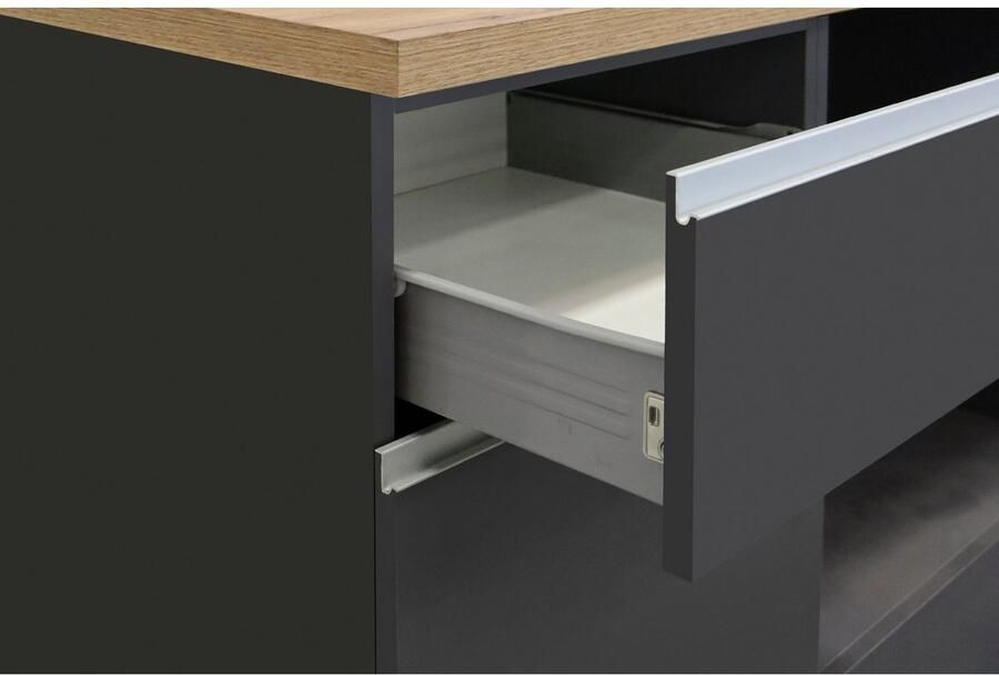 Kochstation Keukenblok KS-Sole Breedte 256 cm hangrek afdruiprek zonder elektrische apparaten - Foto 4