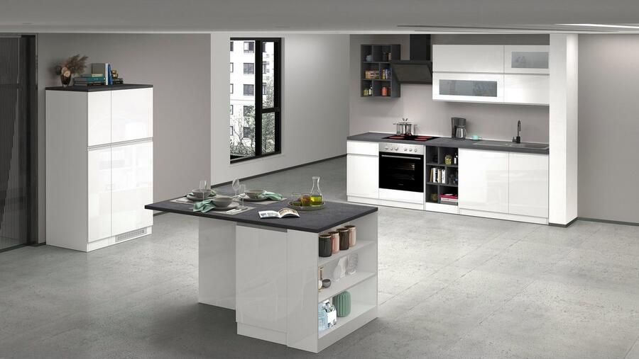 Kochstation Keukenblok KS-Sole Breedte 256 cm hangrek afdruiprek zonder elektrische apparaten - Foto 12