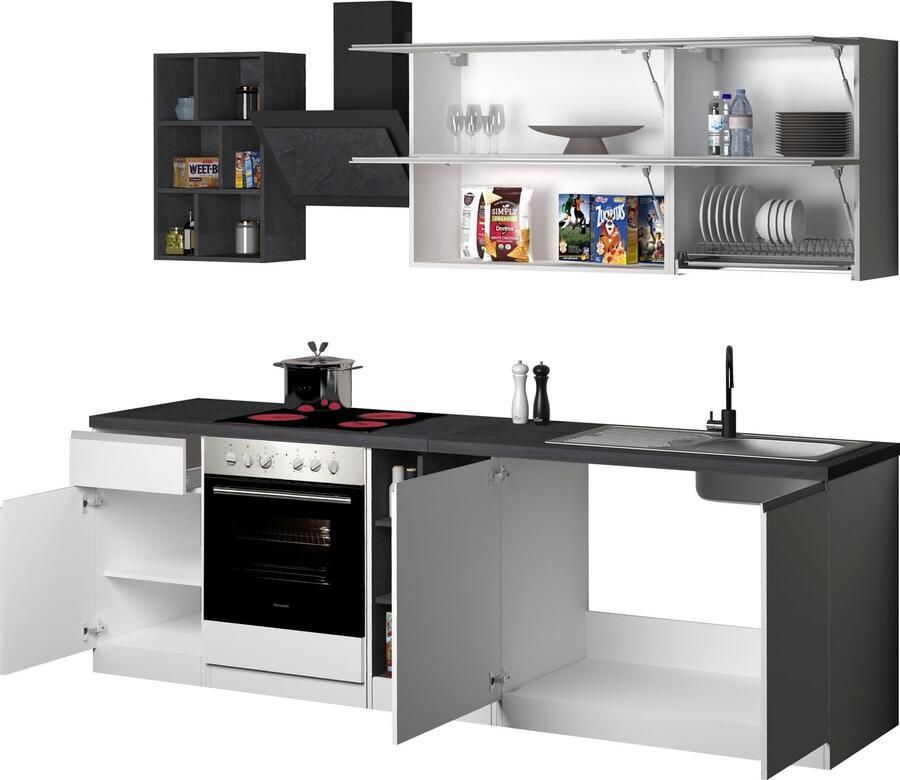 Kochstation Keukenblok KS-Sole Breedte 256 cm hangrek afdruiprek zonder elektrische apparaten - Foto 2