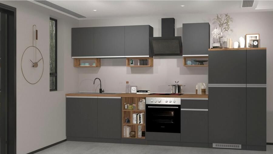 Kochstation Keukenblok KS-Sole Breedte 256 cm met afdruiprek zonder elektrische apparaten - Foto 13