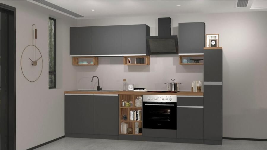 Kochstation Keukenblok KS-Sole Breedte 256 cm met afdruiprek zonder elektrische apparaten - Foto 14