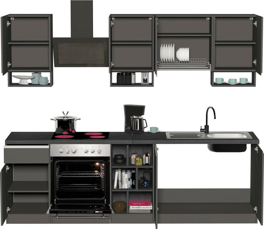 Kochstation Keukenblok KS-Sole Breedte 256 cm met afdruiprek zonder elektrische apparaten - Foto 3