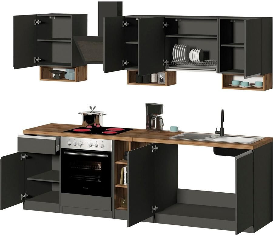 Kochstation Keukenblok KS-Sole Breedte 256 cm met afdruiprek zonder elektrische apparaten - Foto 3