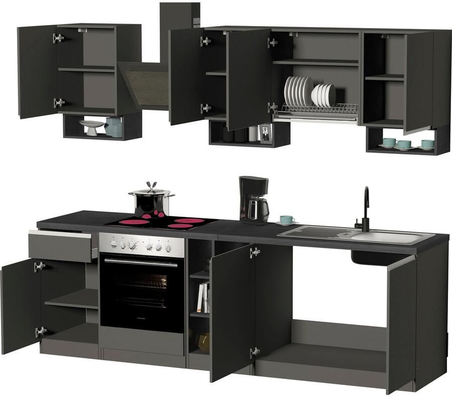 Kochstation Keukenblok KS-Sole Breedte 256 cm met afdruiprek zonder elektrische apparaten - Foto 2