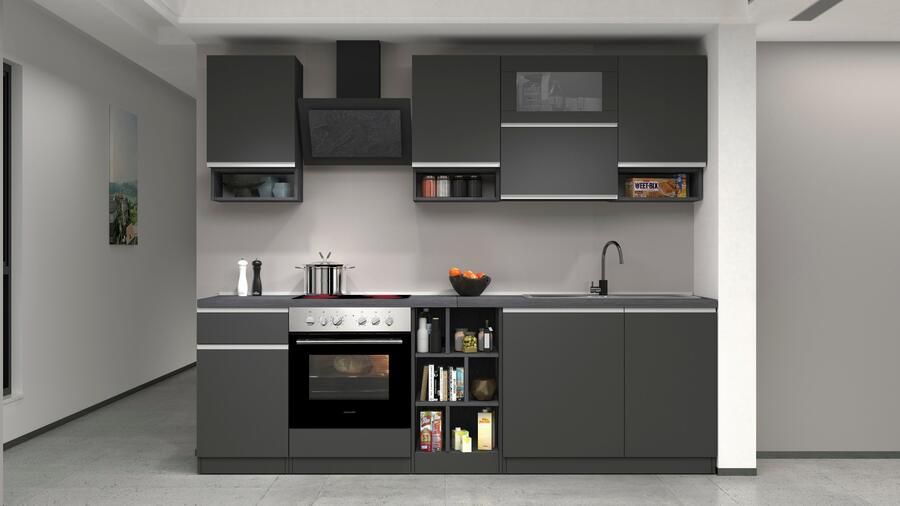 Kochstation Keukenblok KS-Sole Breedte 256 cm met afdruiprek zonder elektrische apparaten - Foto 15