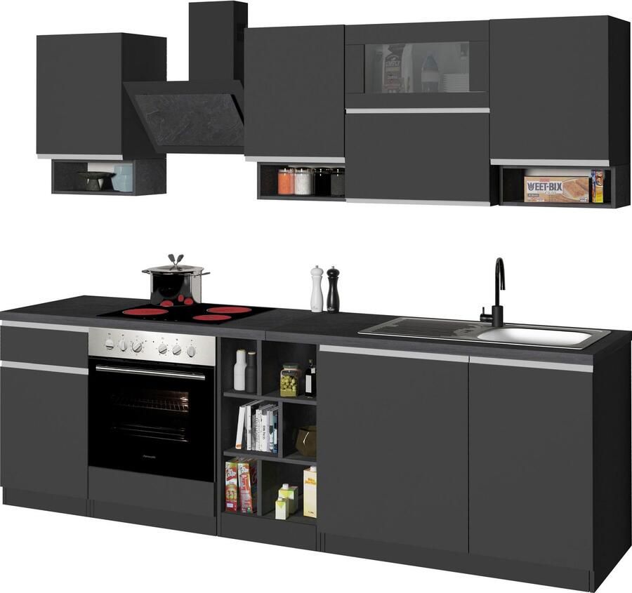 Kochstation Keukenblok KS-Sole Breedte 256 cm met afdruiprek zonder elektrische apparaten