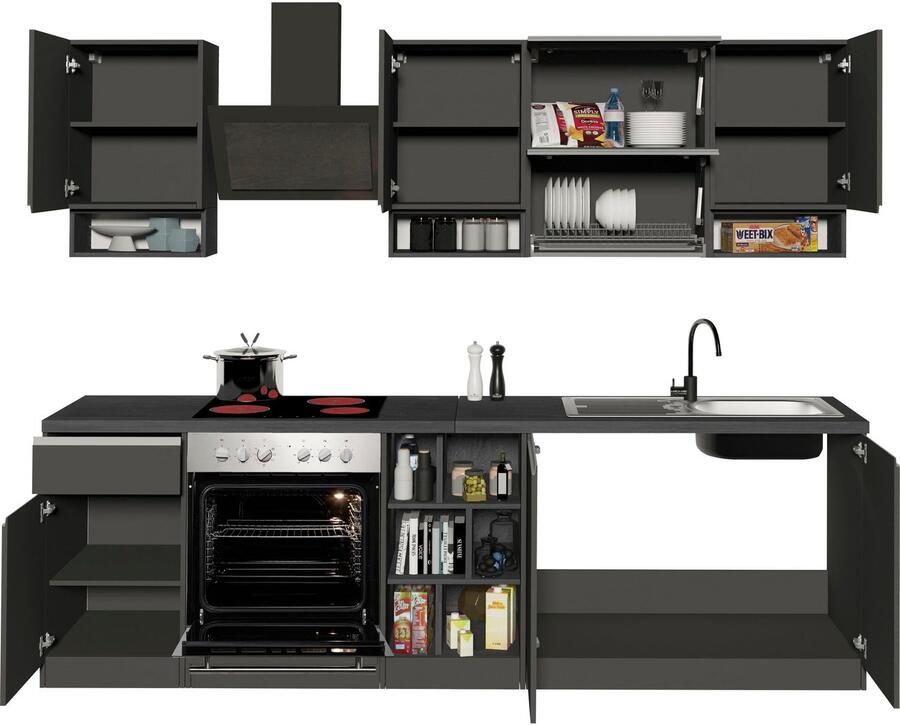 Kochstation Keukenblok KS-Sole Breedte 256 cm met afdruiprek zonder elektrische apparaten - Foto 4