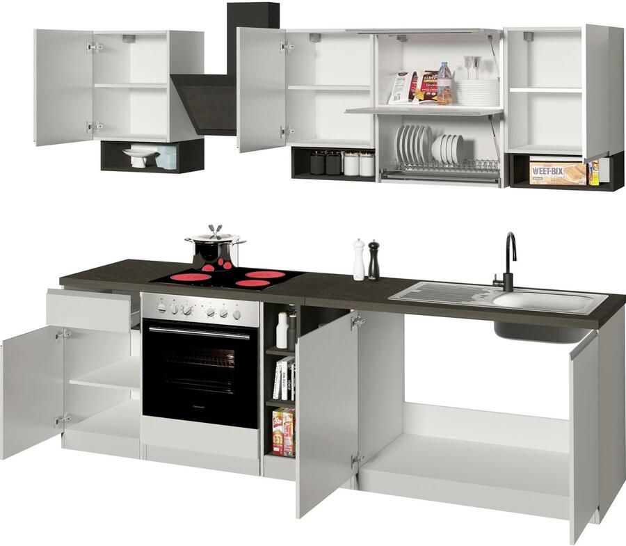 Kochstation Keukenblok KS-Sole Breedte 256 cm met afdruiprek zonder elektrische apparaten - Foto 2