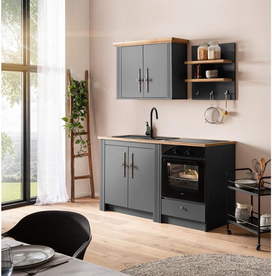 Kochstation Keukenblok KS-Westminster pantrykeuken in landelijke stijl hoogwaardige metalen grepen