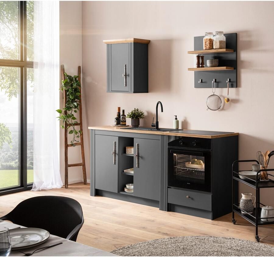 Kochstation Keukenblok KS-Westminster pantrykeuken in landelijke stijl hoogwaardige metalen grepen