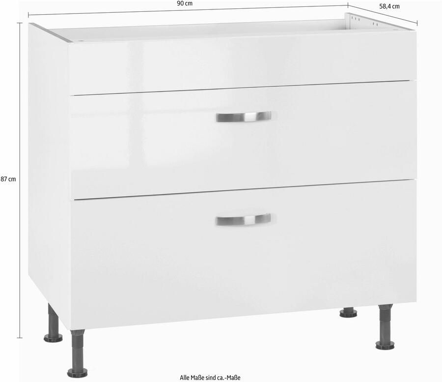 Kochstation Ombouwkast voor fornuis KS-Cara Breedte 90 cm met volledig uittrekbare laden en soft-closefunctie - Foto 2