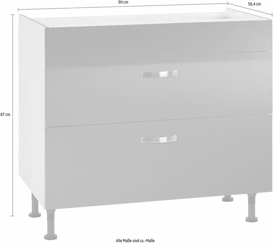 Kochstation Ombouwkast voor fornuis KS-Cara Breedte 90 cm met volledig uittrekbare laden en soft-closefunctie - Foto 2