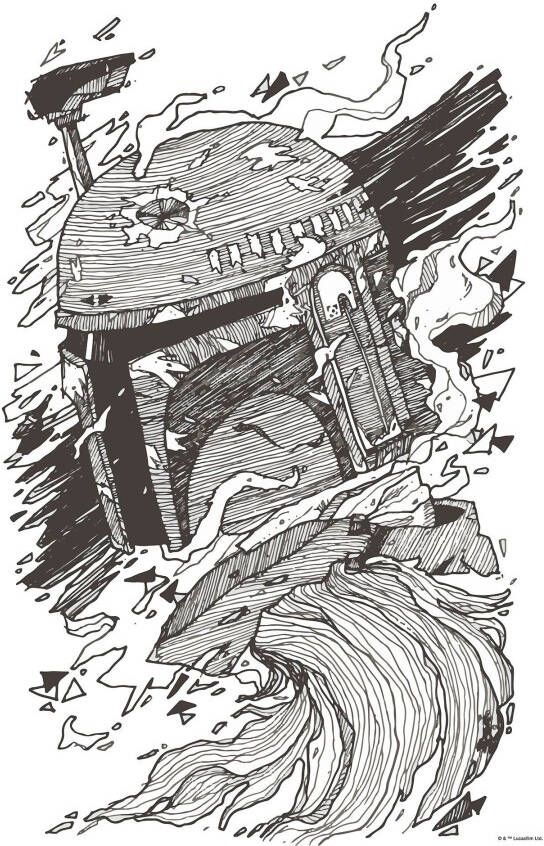 Komar Artprint Star Wars Boba Fett Drawing Kinderkamer slaapkamer woonkamer - Foto 4