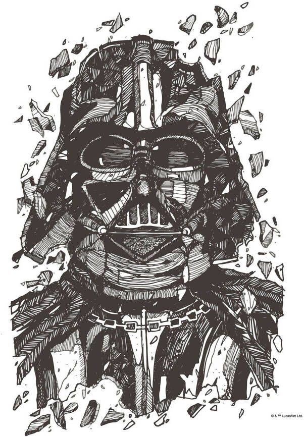 Komar Artprint Star Wars Darth Vader Drawing Kinderkamer slaapkamer woonkamer - Foto 4