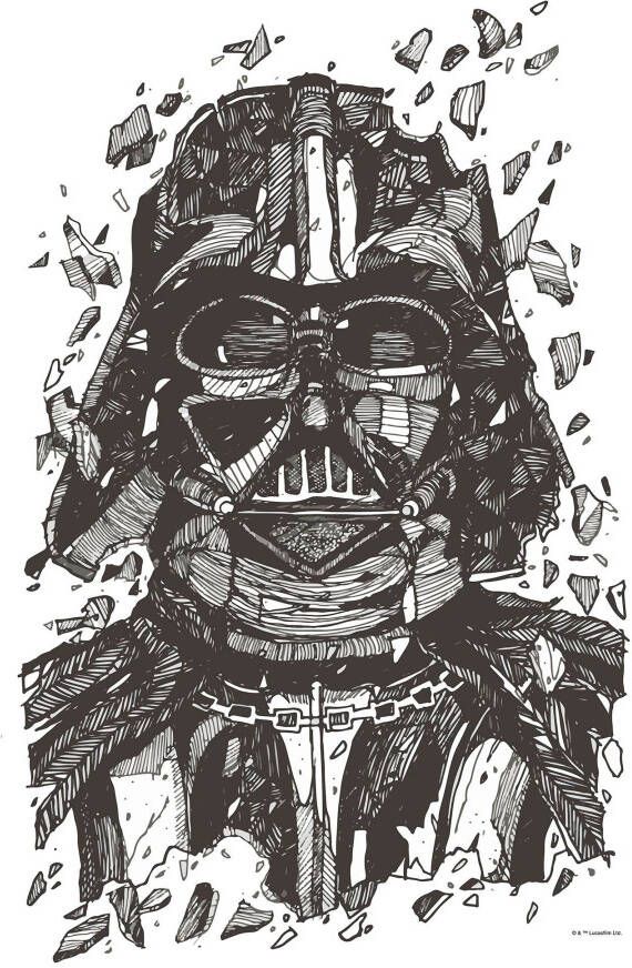 Komar Artprint Star Wars Darth Vader Drawing Kinderkamer slaapkamer woonkamer - Foto 4