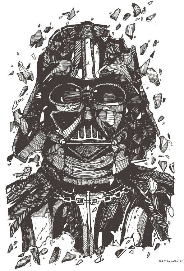 Komar Artprint Star Wars Darth Vader Drawing Kinderkamer slaapkamer woonkamer - Foto 4