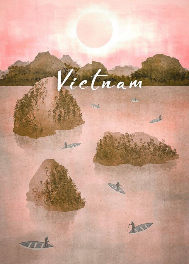 Komar Artprint Vintage Travel Vietnam Kinderkamer slaapkamer woonkamer (1 stuk)