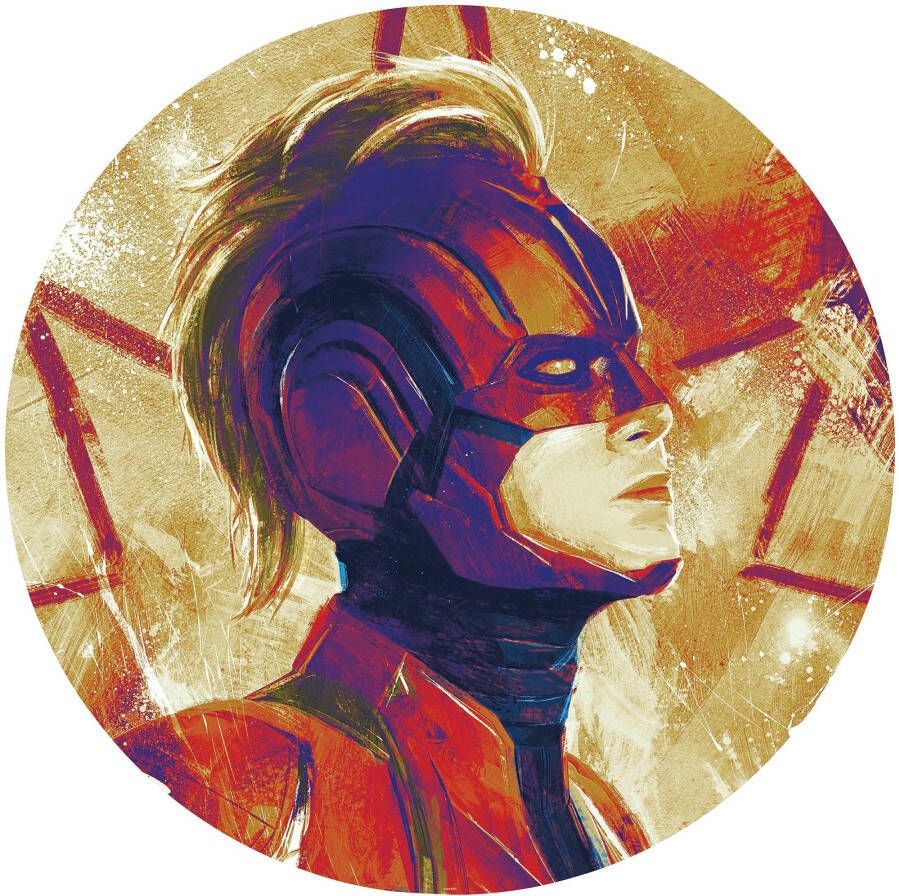 Komar Fotobehang Avengers Painting Captain Marvel Helmet 125 x 125 cm (breedte x hoogte) rond en zelfklevend - Foto 3