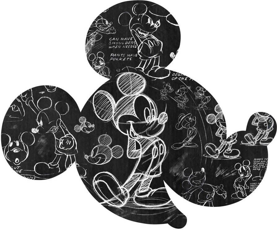 Komar Vliesbehang Mickey Head Illustration 125 x 125 cm (breedte x hoogte) rond en zelfklevend (1 stuk) - Foto 5