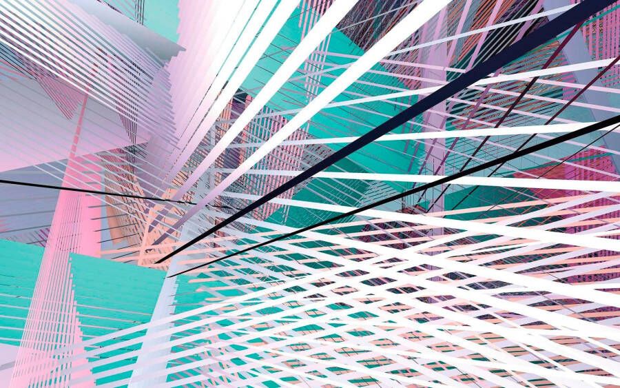Komar Vliesbehang Digitale print vlies Space Grid Spring Afmeting 400 x 250 cm (1 stuk) - Foto 4