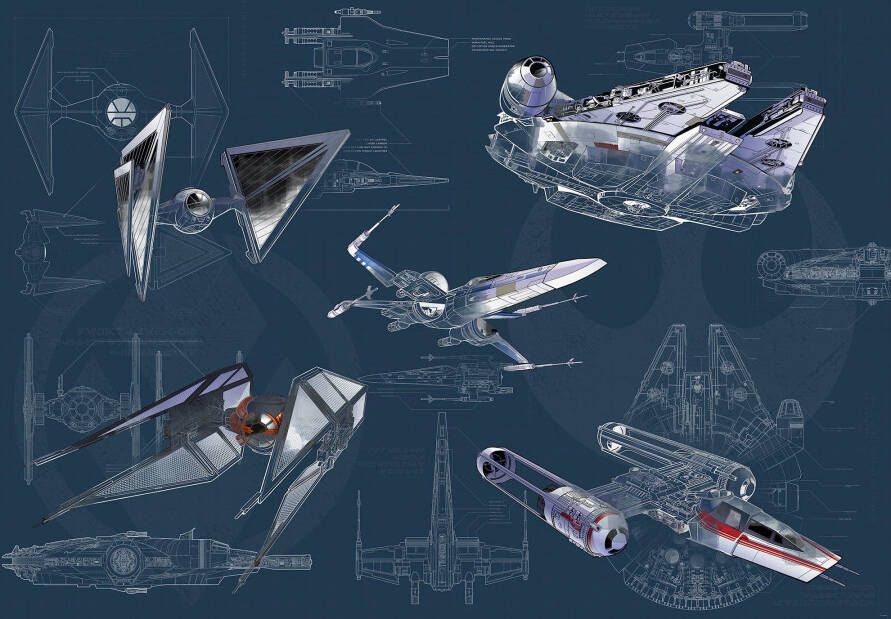 Komar Vliesbehang Star Wars Blueprint dark 400x280 cm (breedte x hoogte) (set) - Foto 4