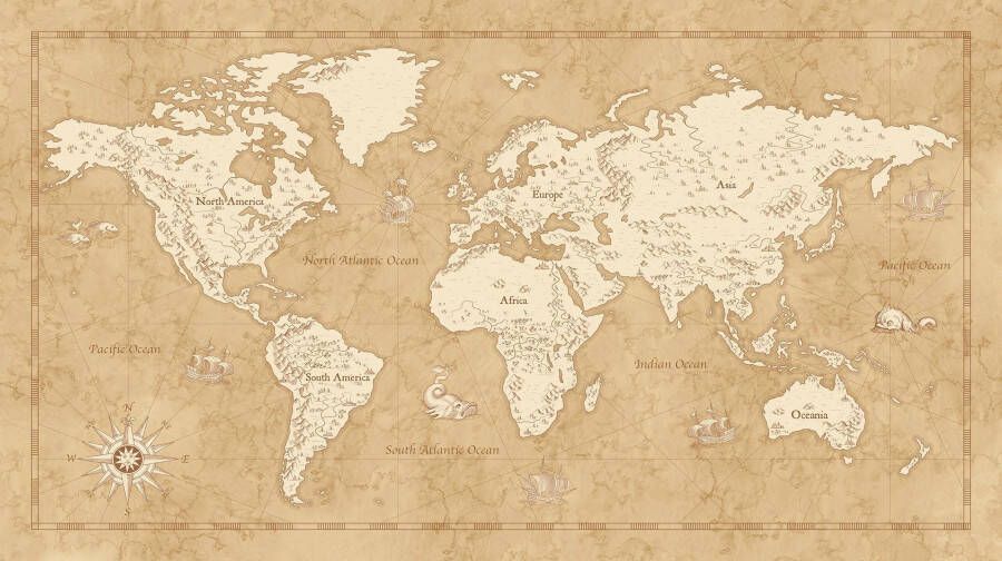 Komar Vliesbehang Digitale print vlies Vintage World Map Afmeting 500 x 280 cm - Foto 4
