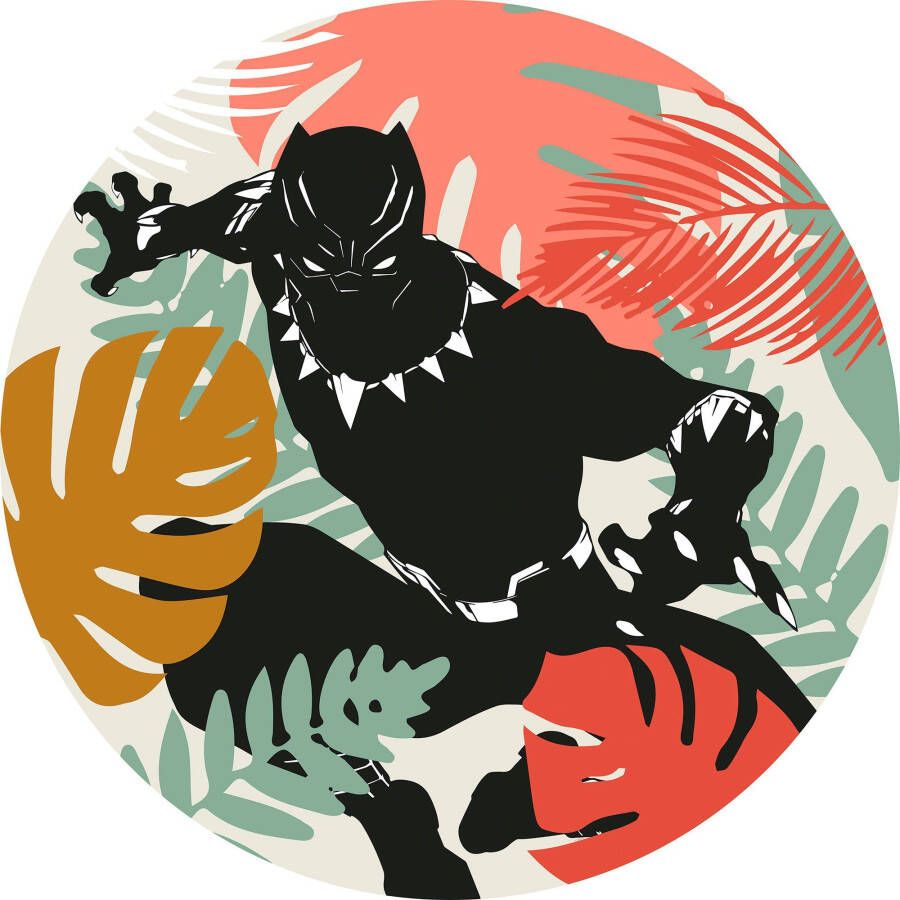 Komar Wandfolie Winter Tropics Black Panther 125 x 125 cm (breedte x hoogte) rond en zelfklevend (1 stuk)