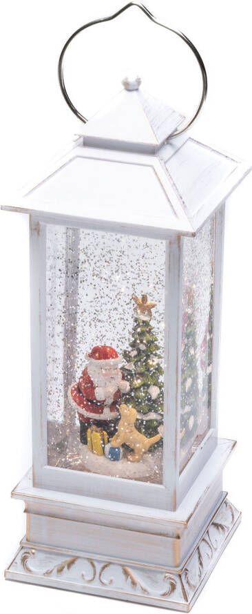 KONSTSMIDE Decoratieve ledverlichting Kerst versiering Led-waterlantaarn kerstman met hond met water gevuld