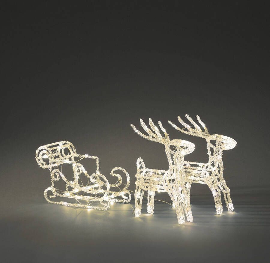 KONSTSMIDE Kerstfiguur Kerstversiering buiten Led acryl-set "Slee met 2 rendieren" 96 warmwitte dioden (1 stuk) - Foto 2