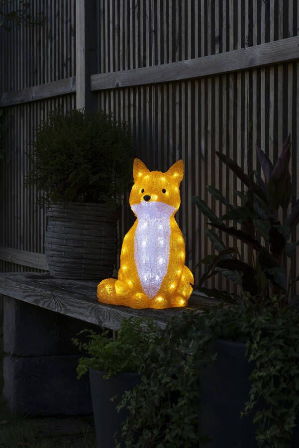 KONSTSMIDE Kerstfiguur Kerstversiering buiten Led acryl vos zittend 64 koudwitte dioden (1 stuk) - Foto 3