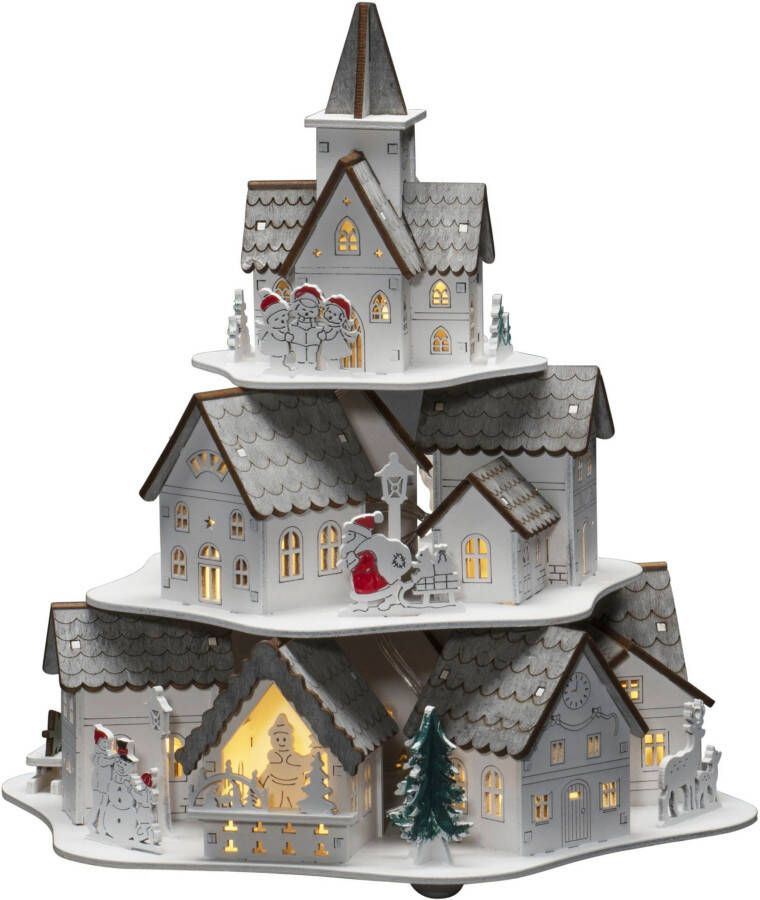 KONSTSMIDE Kersthuisje LED houten silhouet huisjes wit 10 warm witte diodes (1 stuk) - Foto 3