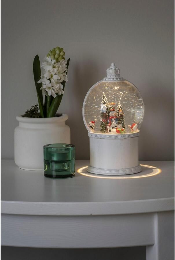 KONSTSMIDE Decoratief ledobject LED bol-lantaarn "Sneeuwman met boom" wit 1 warmwitte diode keuze van energievoorziening tussen usb of batterijvoeding 5-uurs timer (1 stuk) - Foto 3